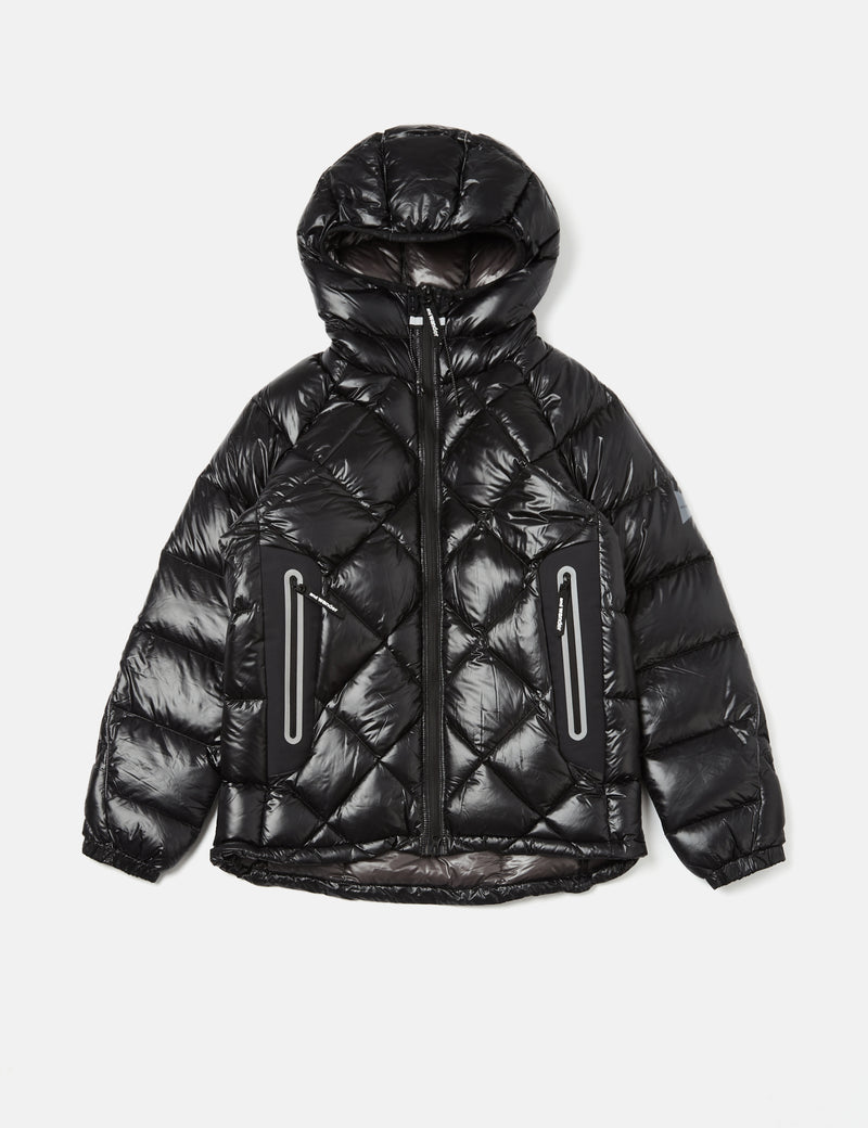 And Wander Diamond Stitch Down Hooded Jacket - Black