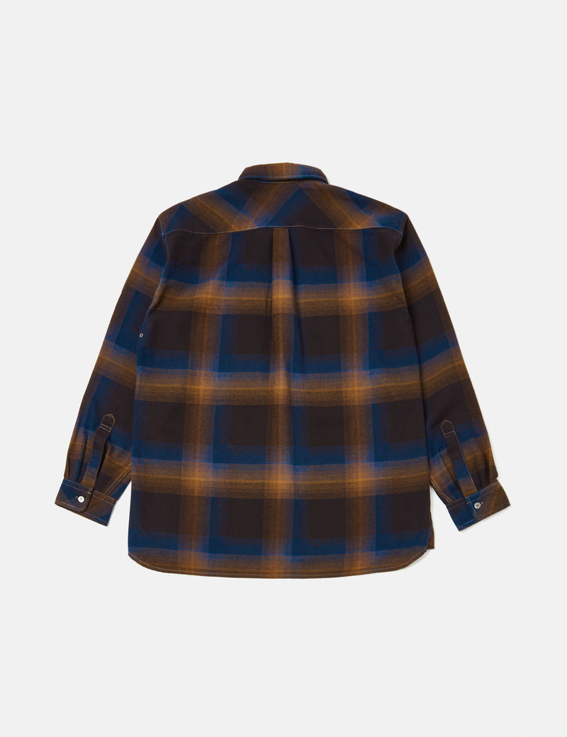 And Wander Thermonel Check Shirt - Navy Blue
