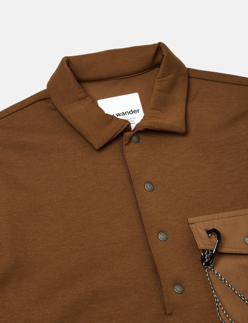 And Wander Airly Warm Button Pullover - Brown