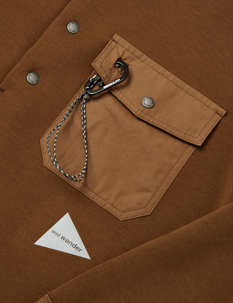 And Wander Airly Warm Button Pullover - Brown