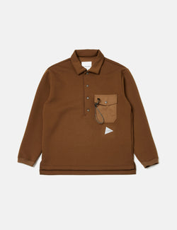 And Wander Airly Warm Button Pullover - Brown