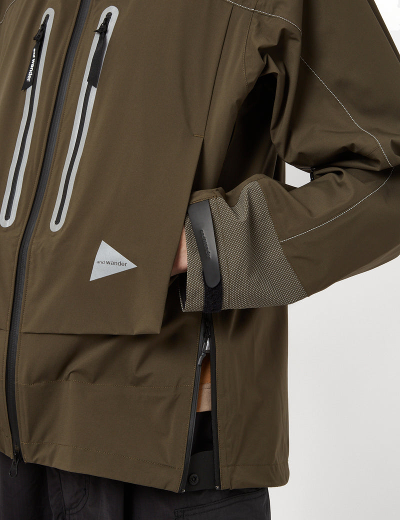And Wander Pertex Shield Rain Jacket - Khaki Brown