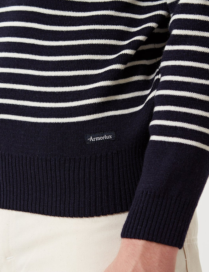 Armor Lux Dumet Striped Knit Jumper - Navy Blue - Article