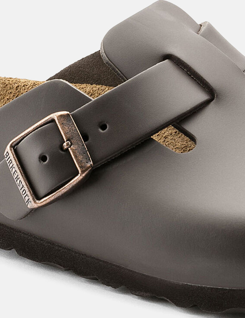 Birkenstock Boston Natural Leather (Regular) - Dark Brown