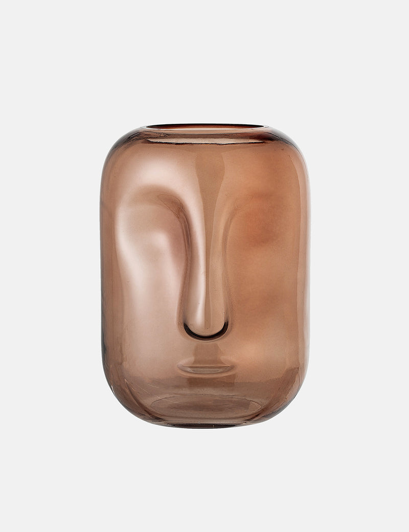 Bloomingville Glass Vase (Face) - Brown
