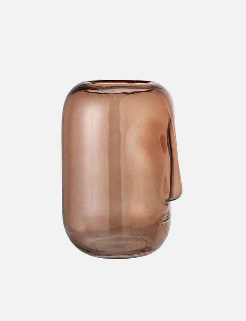 Bloomingville Glass Vase (Face) - Brown