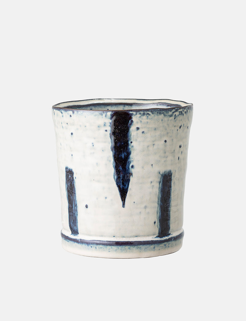 Bloomingville Stoneware Flowerpot (Stripe) - Blue/White
