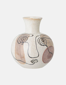 Bloomingville Round Face Vase (Steinzeug) - Weiß