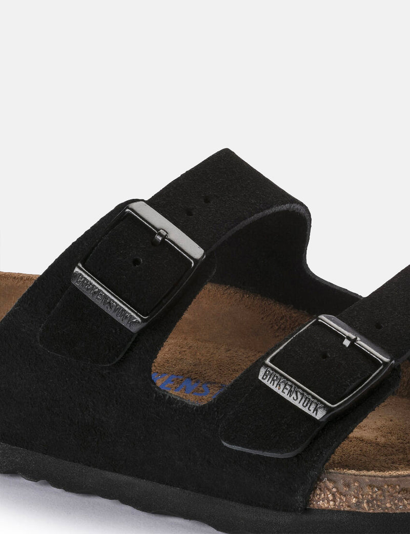 Birkenstock Arizona Suede Leather (Regular, Soft Footbed) - Black