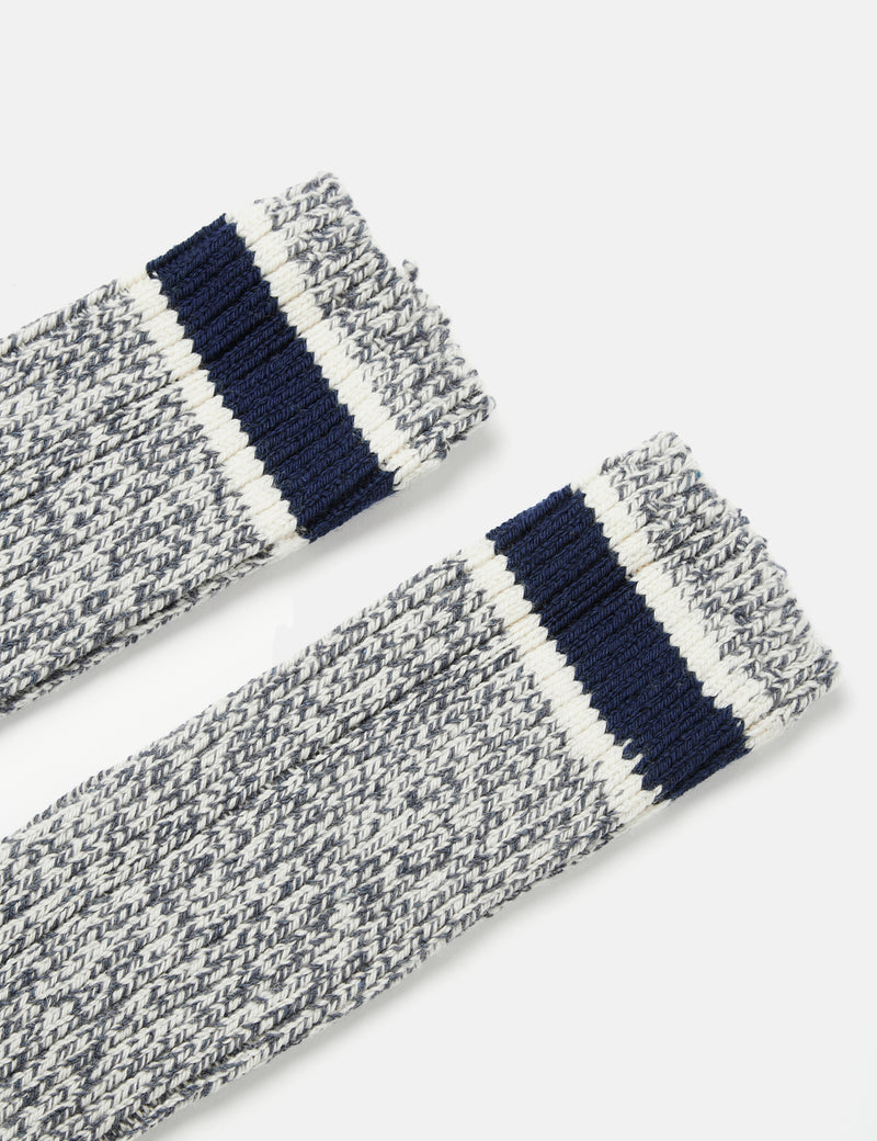 Red Wing Striped Wool Rag Crew Sock - Slate/Navy