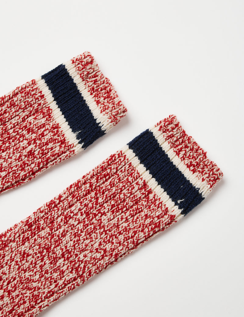 Red Wing Striped Wool Rag Crew Sock - Red/Navy