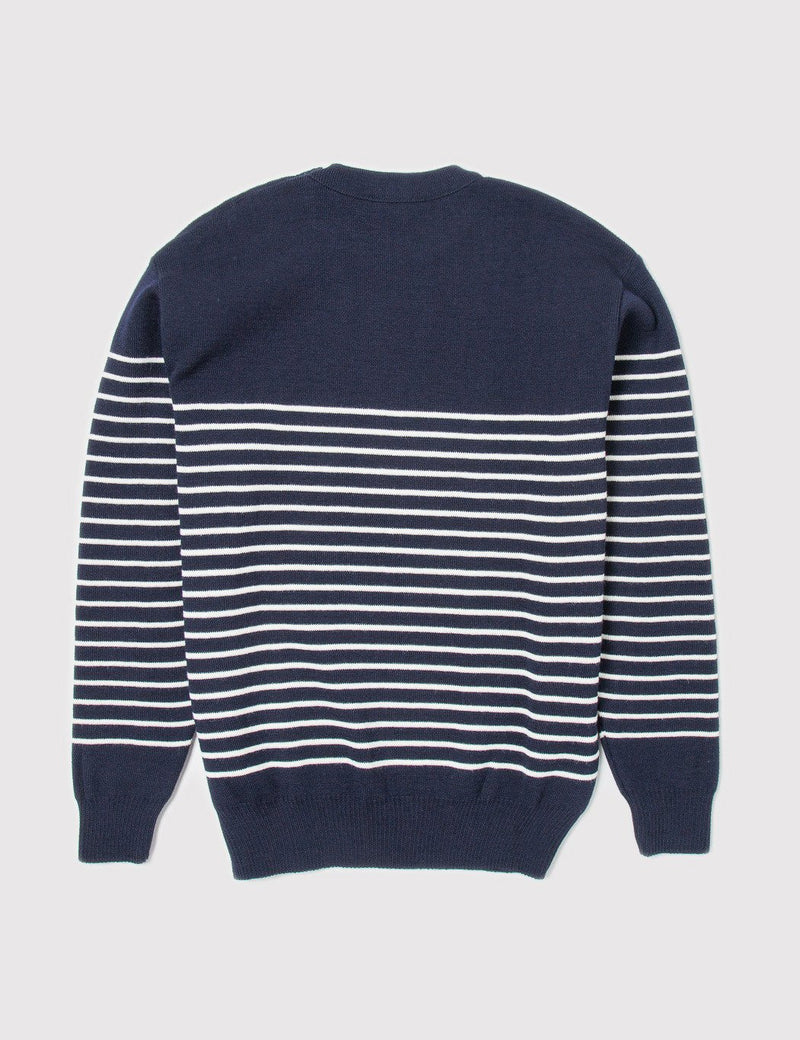 Armor Lux Dumet Striped Knit Jumper - Navy Blue - Article