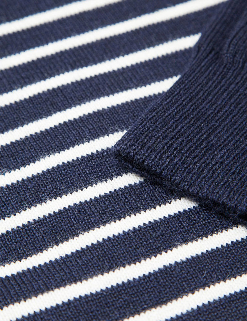 Armor Lux Dumet Striped Knit Jumper - Navy Blue - Article