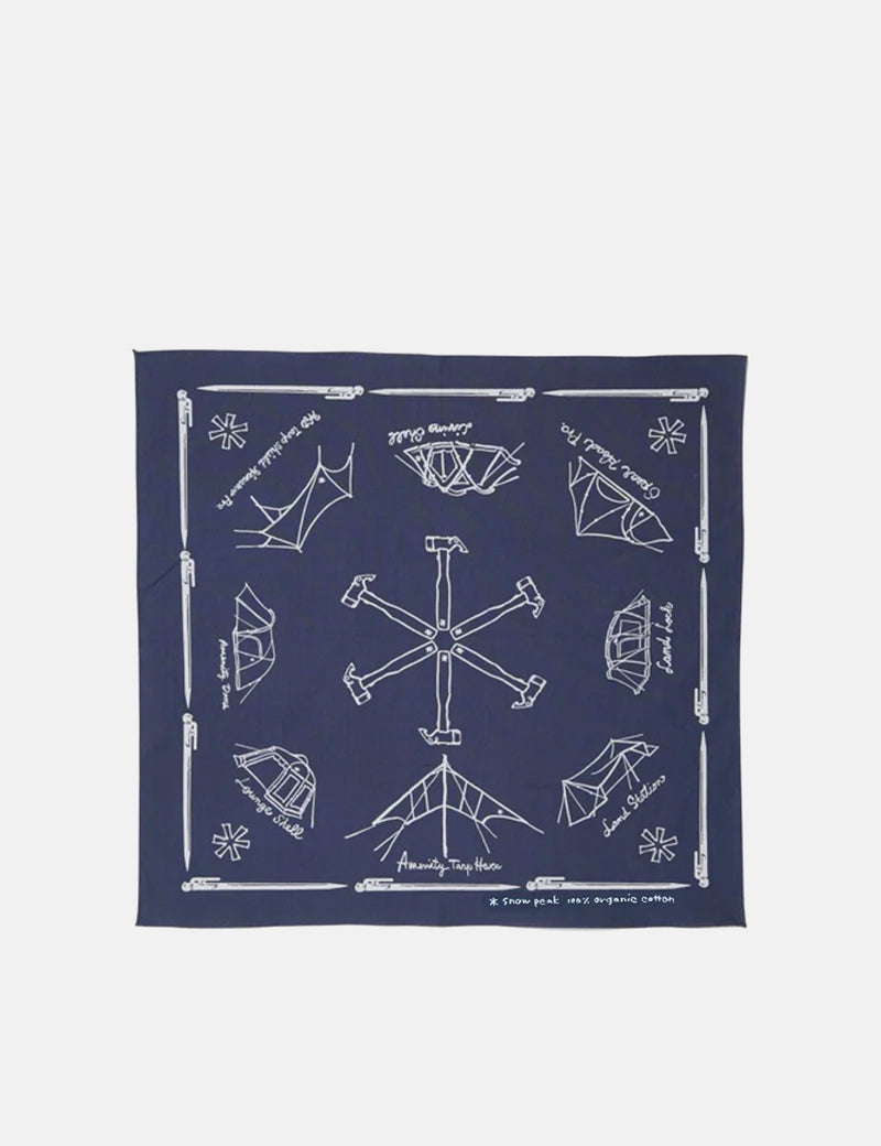 Snow Peak OG Cotton NOASOBI Bandana - Navy Blue