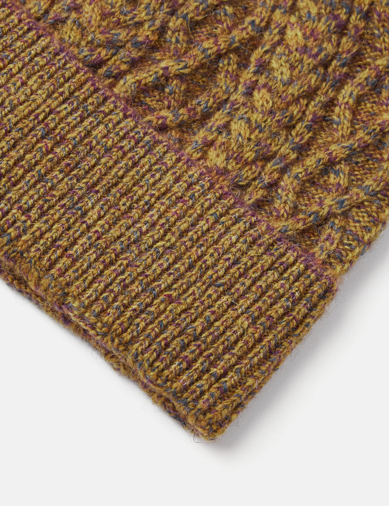 Snow Peak Alpaca Mixed Knit Beanie Hat - Mustard Yellow
