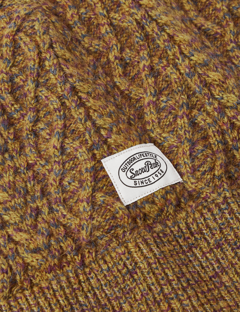 Snow Peak Alpaca Mixed Knit Beanie Hat - Mustard Yellow