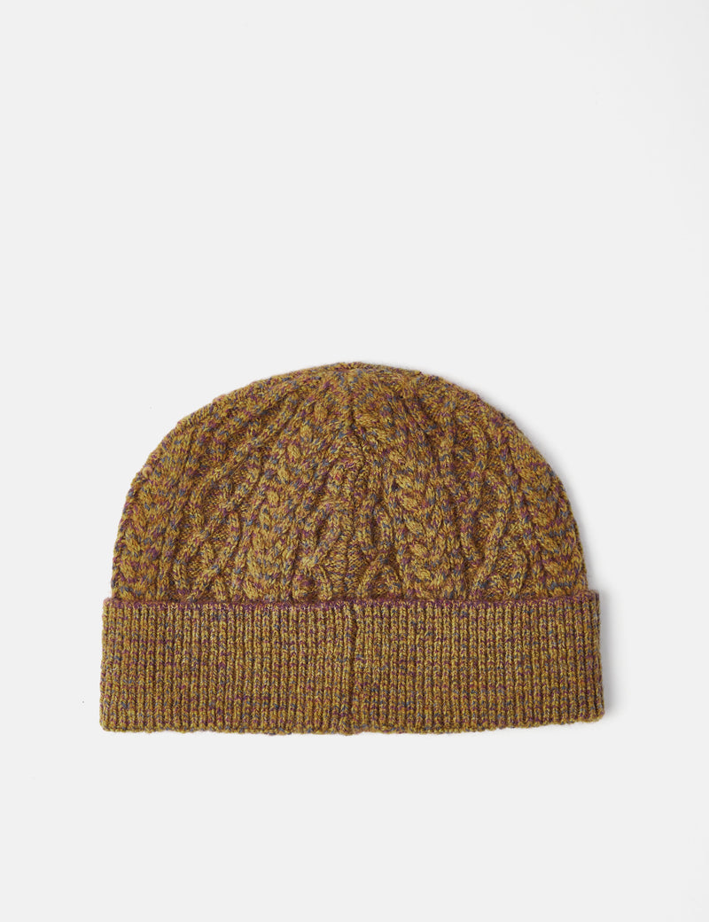Snow Peak Alpaca Mixed Knit Beanie Hat - Mustard Yellow