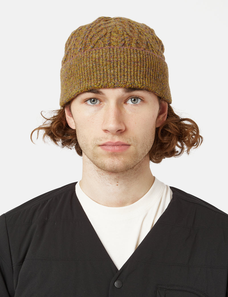 Snow Peak Alpaca Mixed Knit Beanie Hat - Mustard Yellow