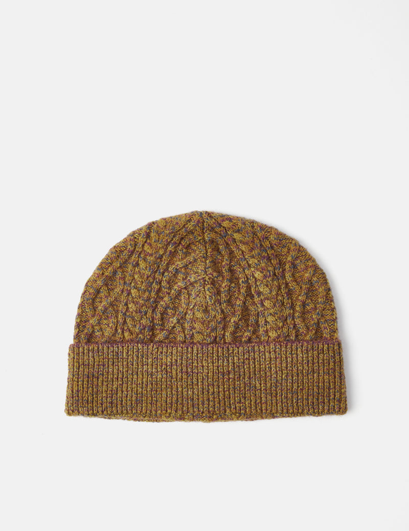 Snow Peak Alpaca Mixed Knit Beanie Hat - Mustard Yellow