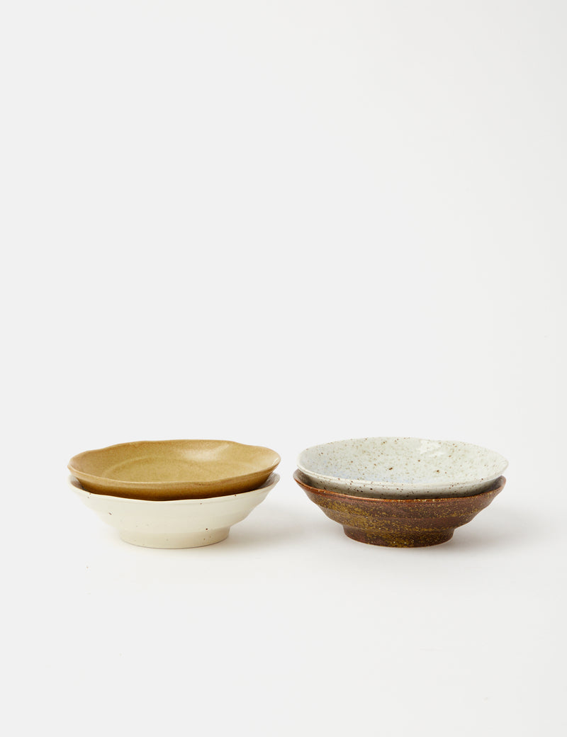HKliving Japanese Shallow Bowls (Set of 4) - Mixed