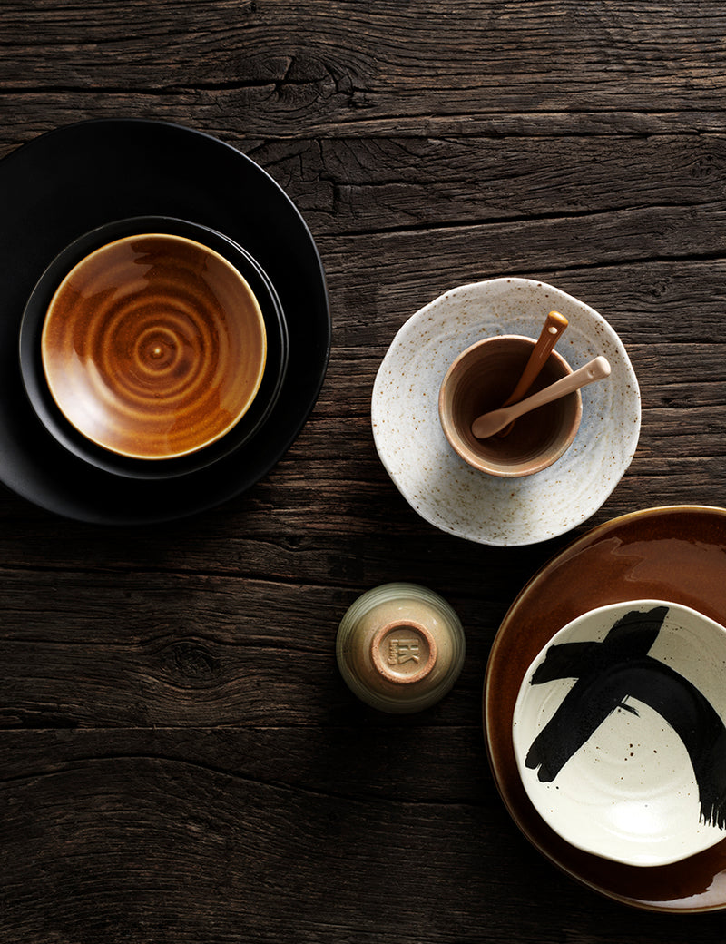 HKliving Japanese Shallow Bowls (Set of 4) - Mixed