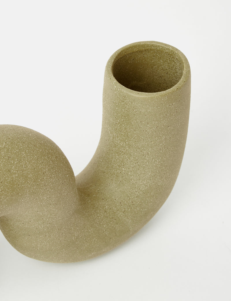 HKliving Ceramic Matte Twisted Vase - Olive