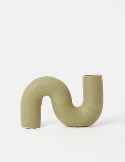 HKliving Ceramic Matte Twisted Vase - Olive