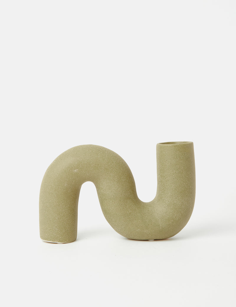 HKliving Ceramic Matte Twisted Vase - Olive