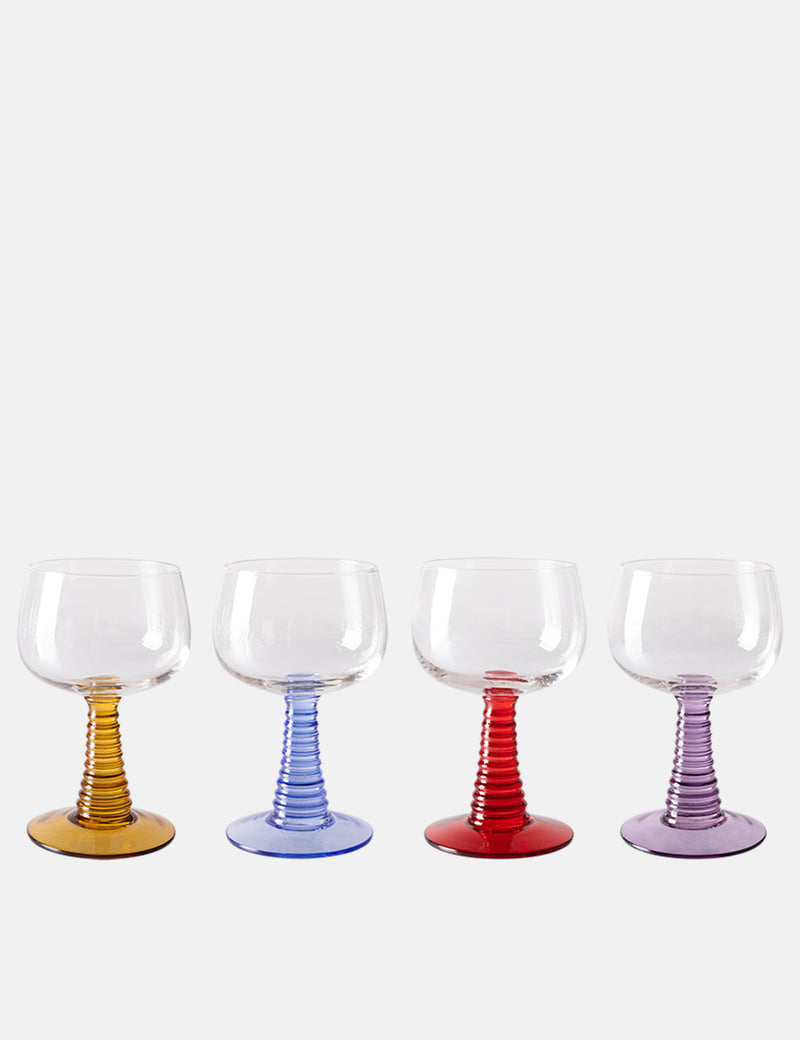 HKliving Swirl Wine Glasses (Set of 4) - Mixed