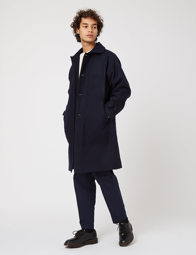 Arpenteur Utile Melton Wool Coat - Navy Blue
