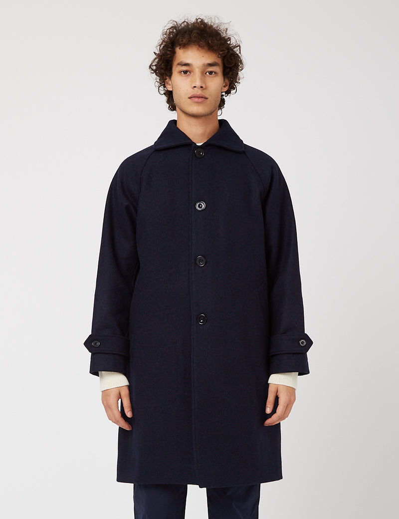 Arpenteur Utile Melton Wool Coat - Navy Blue