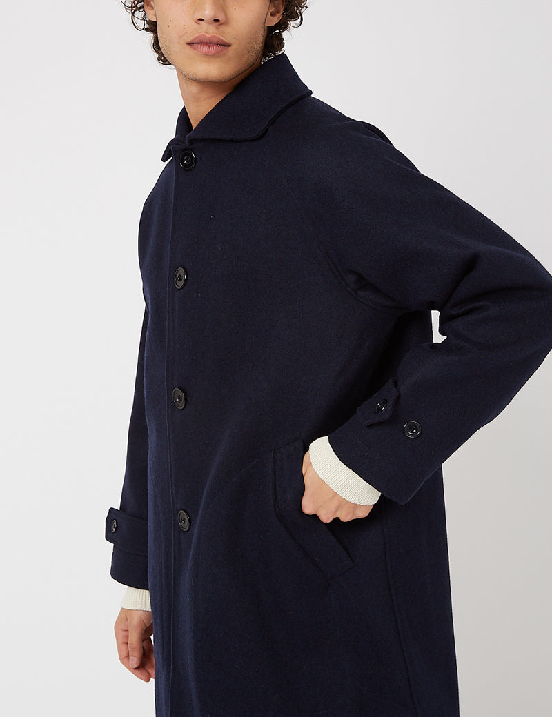 Arpenteur Utile Melton Wool Coat - Navy Blue
