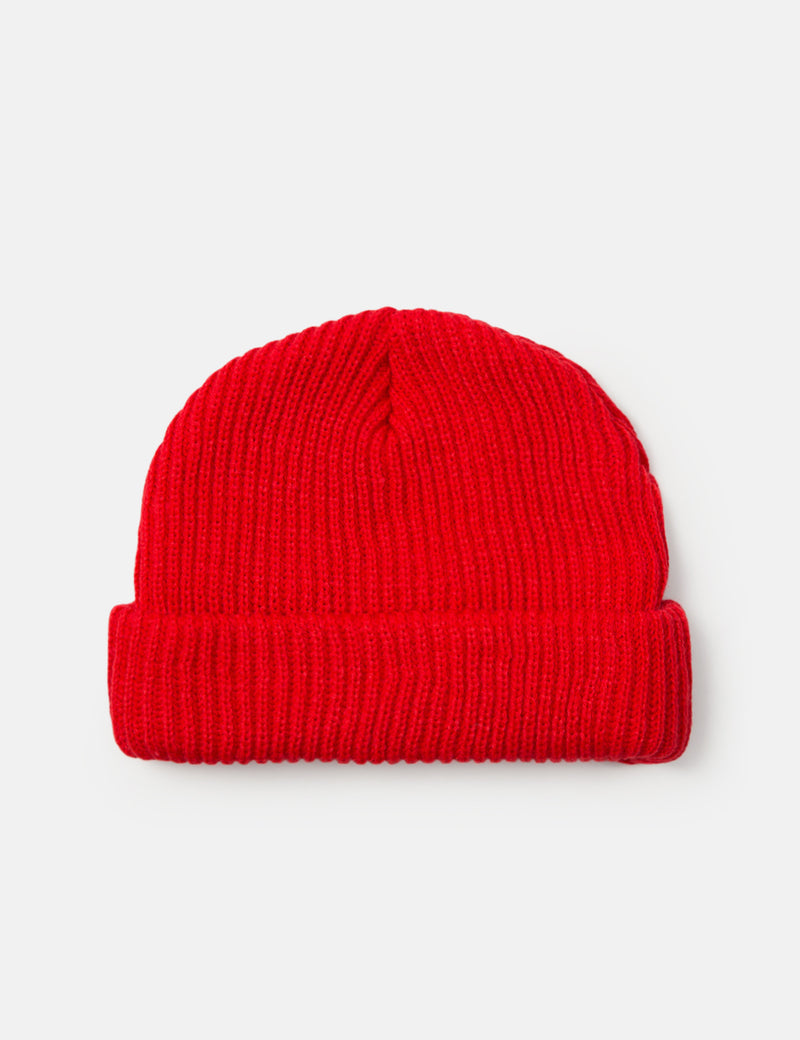 Article. Fisherman Rib Beanie Hat - Red