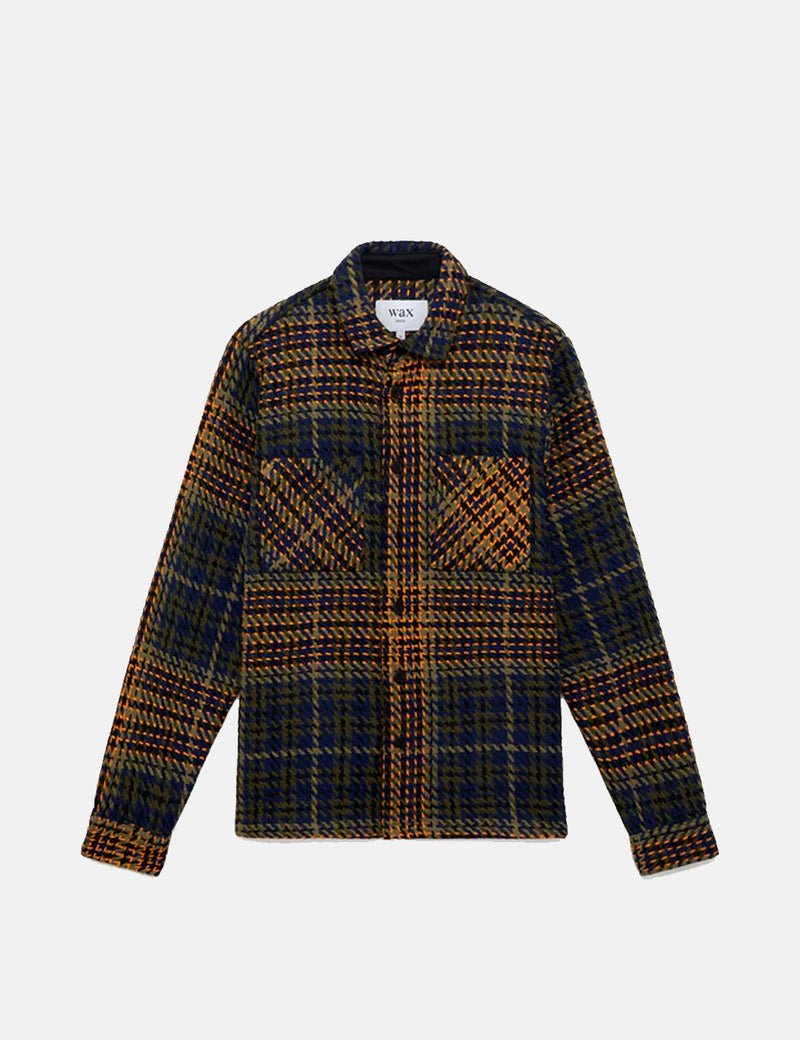 Wax London Whiting Overshirt (Heritage Check) - Navy/Khaki