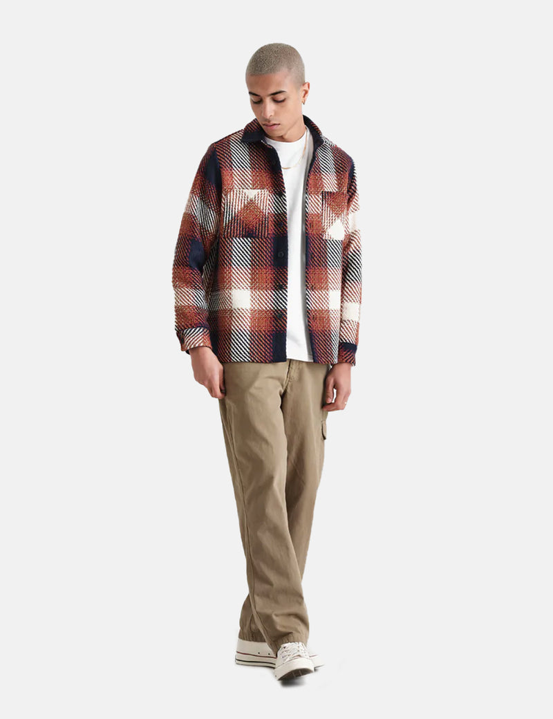 Wax London Whiting Overshirt - Navy Blue/Red