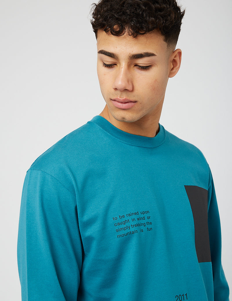 And Wander Composition Long Sleeve T-shirt - Blue Green