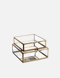 Nkuku Bequai Glass Box (Small) - Antique Brass
