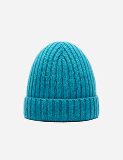 Bhode Rib Beanie Hat (Lambswool) - Barracuda Blue