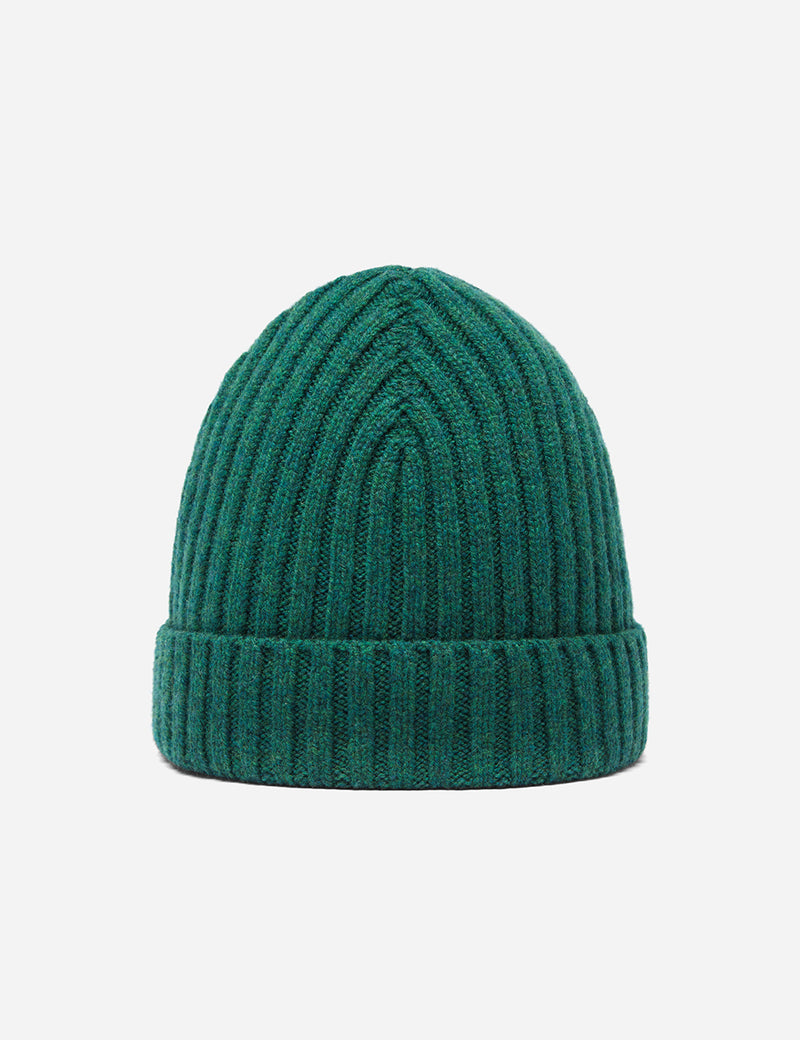 Bhode Rib Beanie Hat (Lambswool) - Fern Green