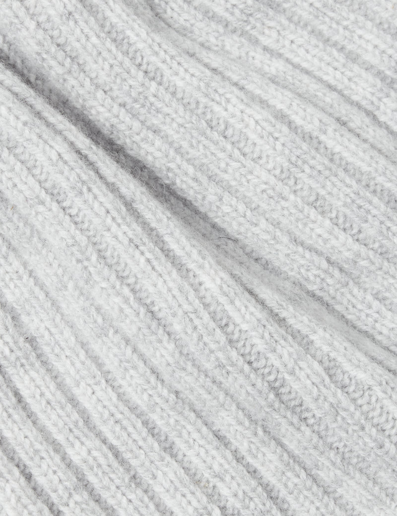 Bhode Rib Beanie Hat (Lambswool) - Light Grey