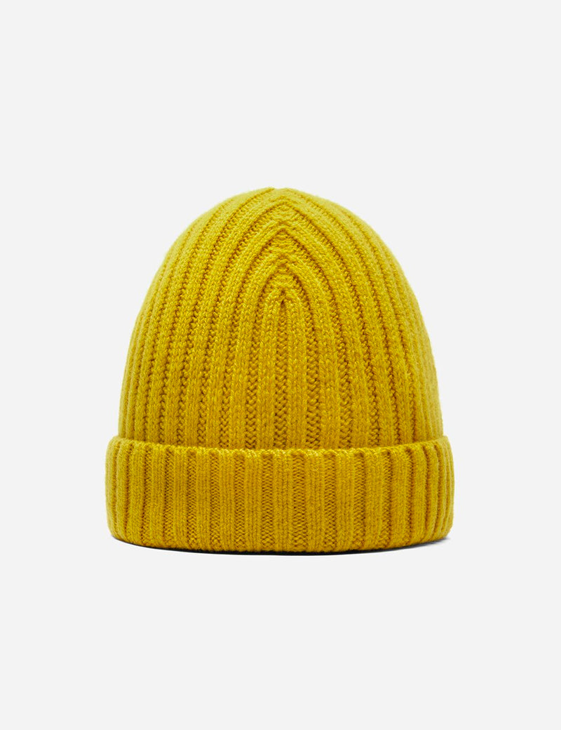 Bhode Rib Beanie Hat (Lambswool) - Piccalilli Yellow