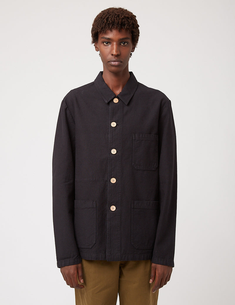 Bhode Chore Jacket (Wood Buttons) - Black