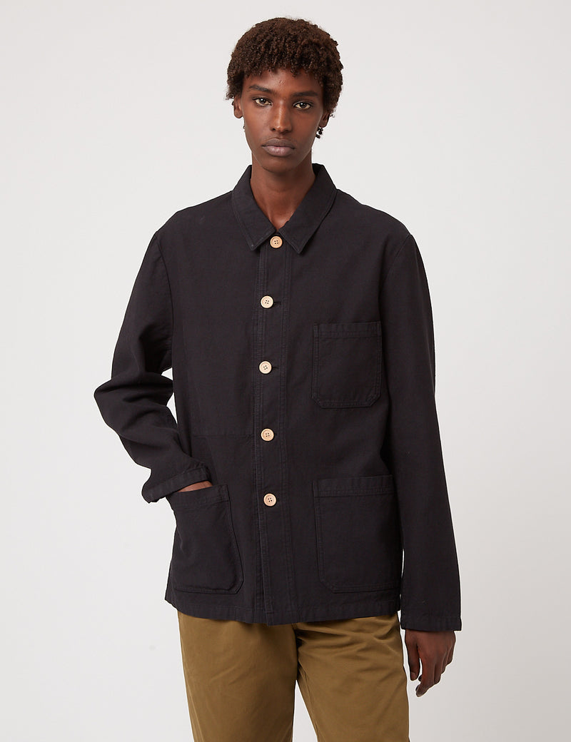 Bhode Chore Jacket (Wood Buttons) - Black