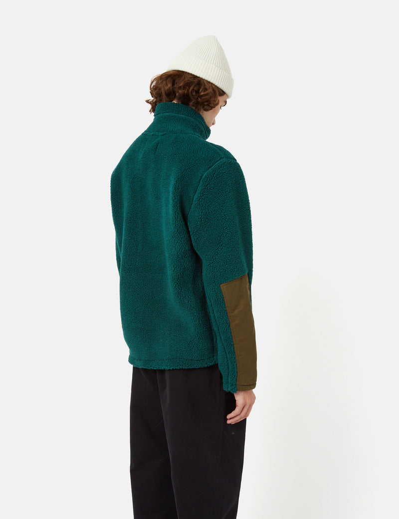 Bhode Sherpa Zip Fleece Jacket - Bottle Green