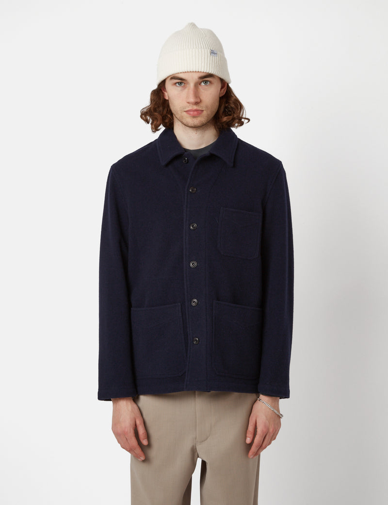 Bhode Chore Jacket (Wool) - Navy Blue