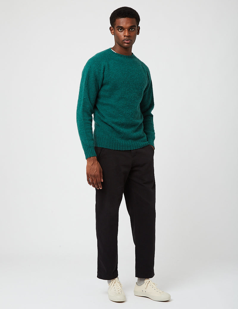 Bhode Supersoft Lambswool Jumper (Made in Scotland) - Forest Sheen Green