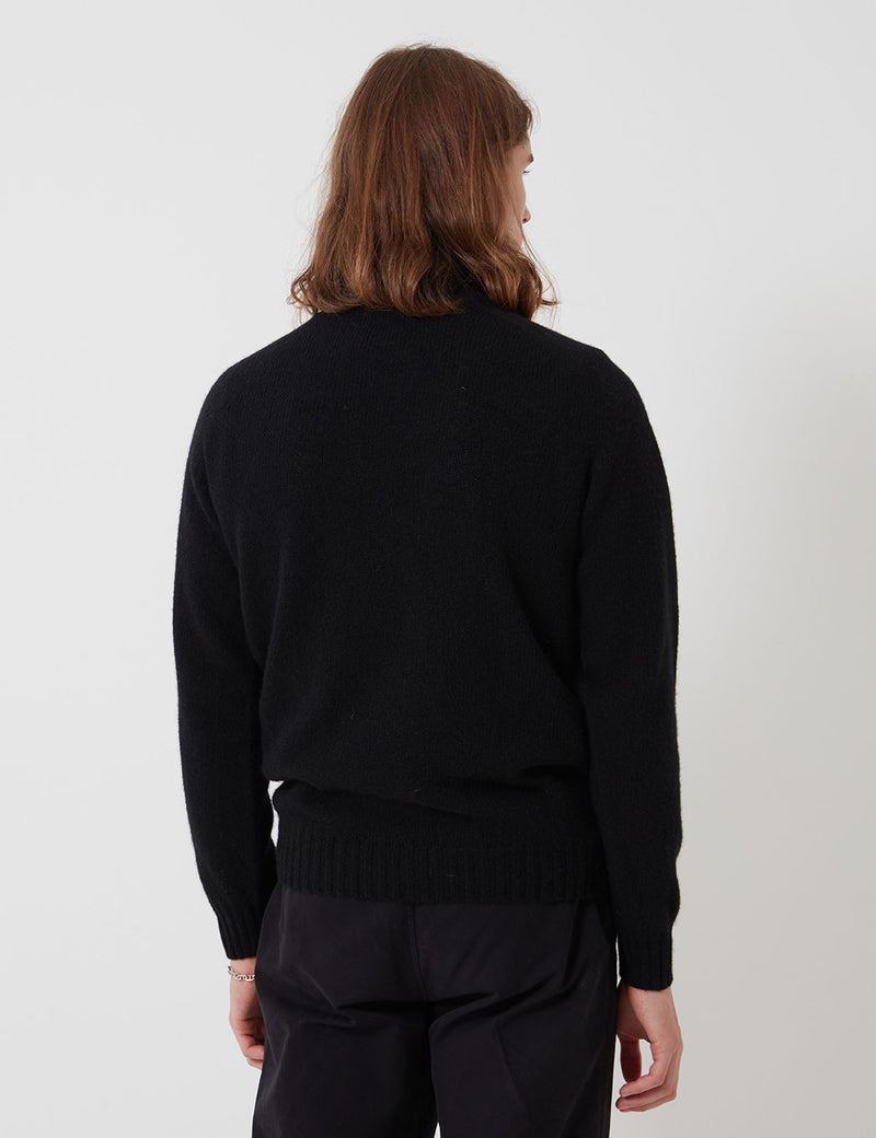 Bhode Lambswool Roll Neck Jumper (Made in Scotland) - Black