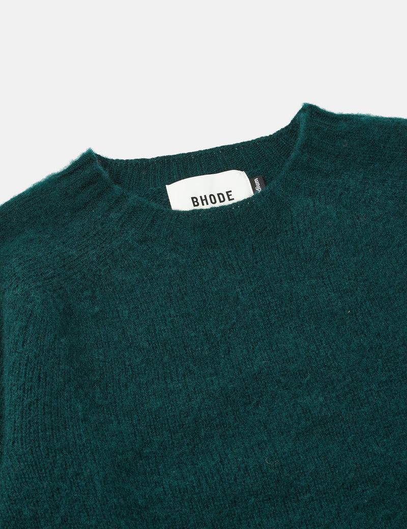 Bhode Supersoft Lambswool Jumper (Made in Scotland)  - Forest Green