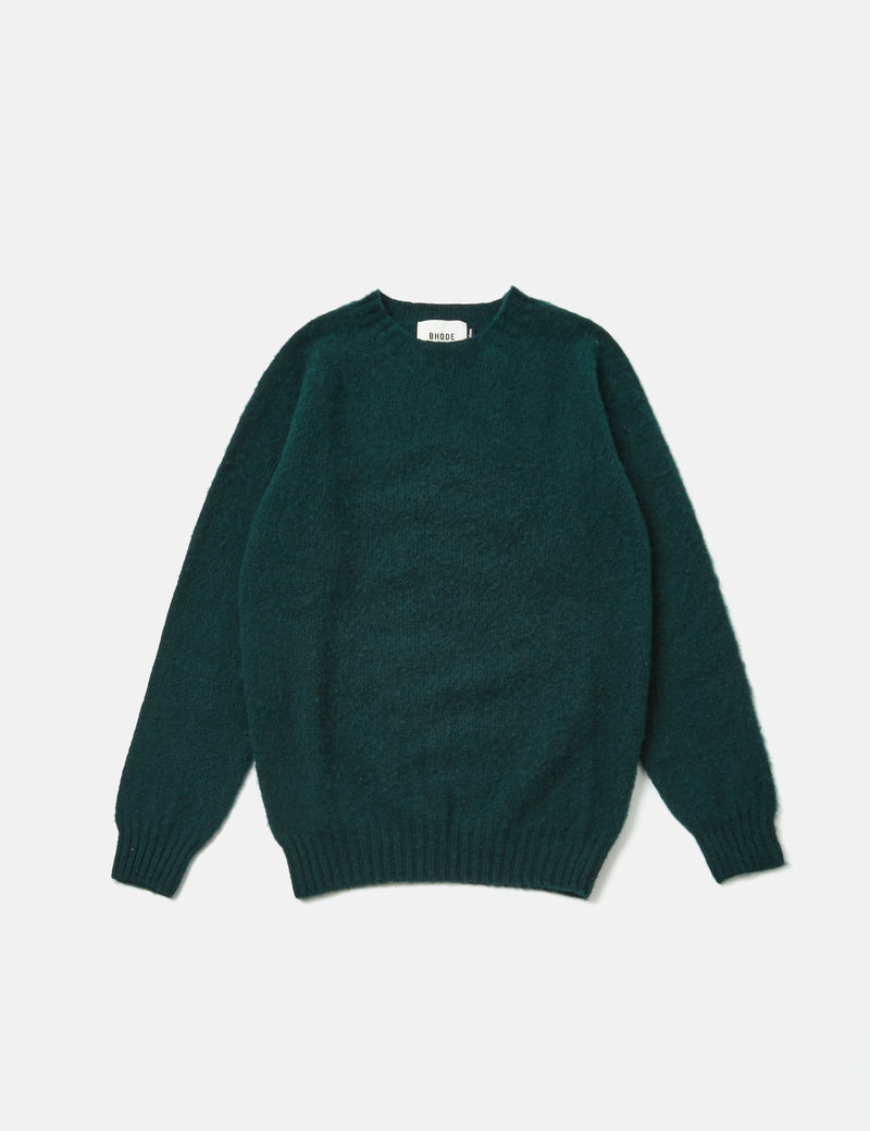 Bhode Supersoft Lambswool Jumper (Made in Scotland)  - Forest Green