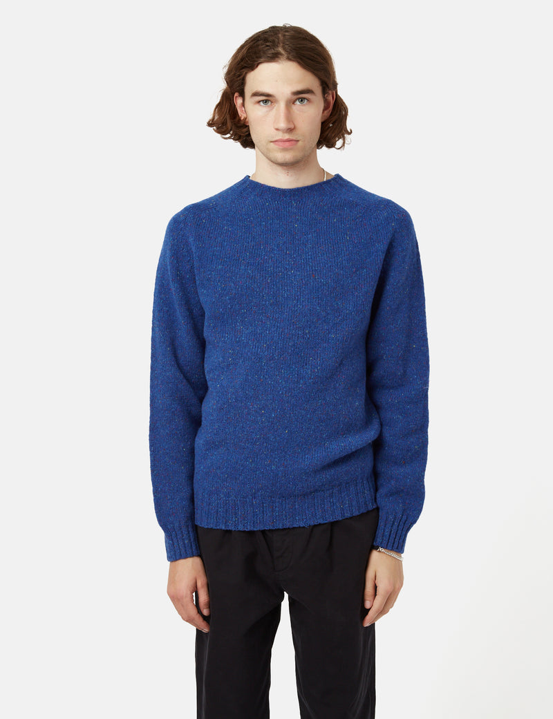 Bhode Lambswool Donegal Jumper (Made in Scotland) - Skye Blue